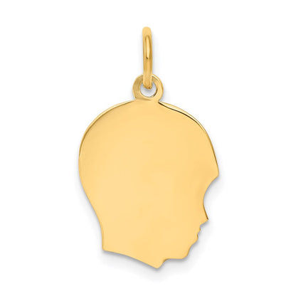 14K Gelbgold Schlicht Mittel Zugewandt Right Gravierbar Junge Kopf Charm