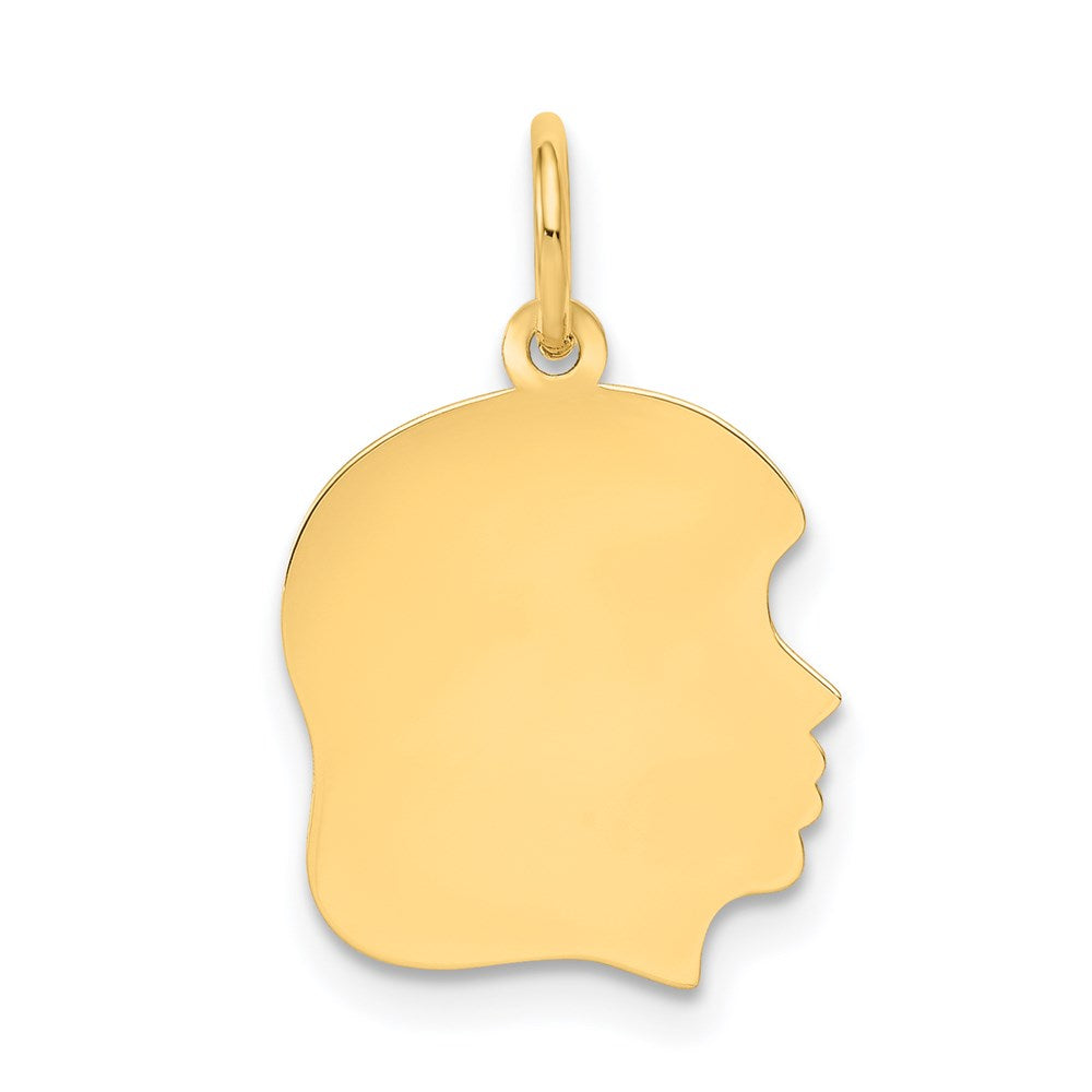 14K Gelbgold Schlicht Mittel Zugewandt Right Gravierbar Mädchen Kopf Charm