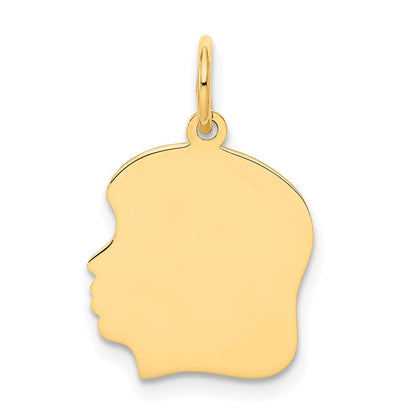 14K Gelbgold Schlicht Mittel Zugewandt Left Gravierbar Mädchen Kopf Charm