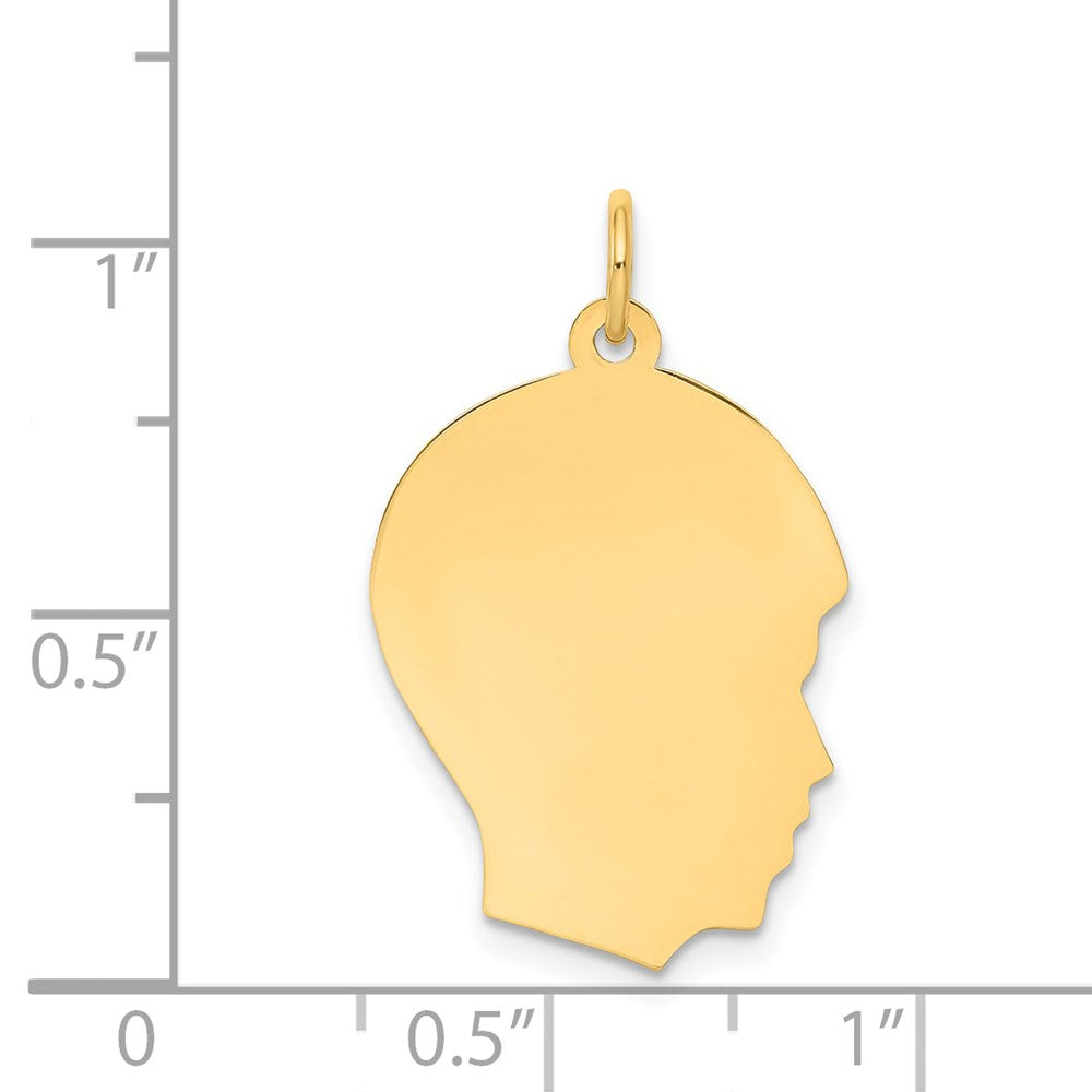 14K Gelbgold Schlicht Mittel Zugewandt Right Gravierbar Junge Kopf Charm