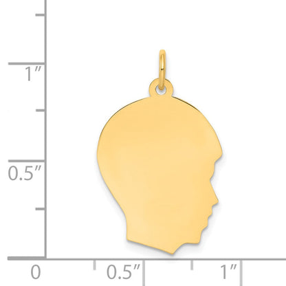14K Gelbgold Schlicht Mittel Zugewandt Right Gravierbar Junge Kopf Charm