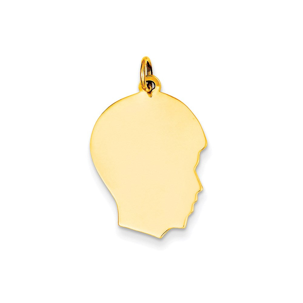 14K Gelbgold Schlicht Mittel Zugewandt Right Gravierbar Junge Kopf Charm