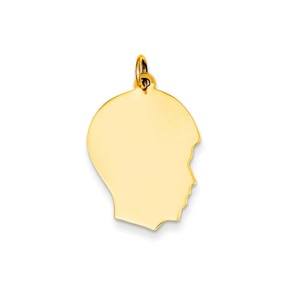 14K Gelbgold Schlicht Mittel Zugewandt Right Gravierbar Junge Kopf Charm