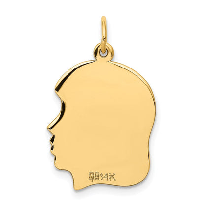 14K Gelbgold Schlicht Mittel Zugewandt Right Gravierbar Mädchen Kopf Charm