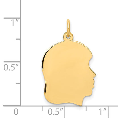 14K Gelbgold Schlicht Mittel Zugewandt Right Gravierbar Mädchen Kopf Charm