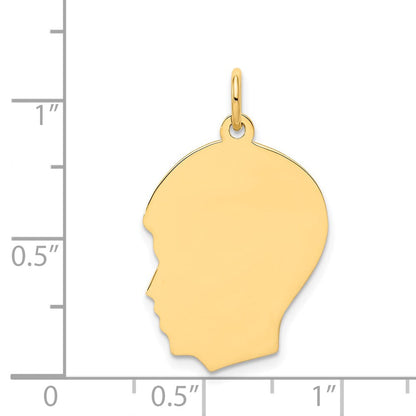 14K Gelbgold Schlicht Mittel Zugewandt Left Gravierbar Junge Kopf Charm