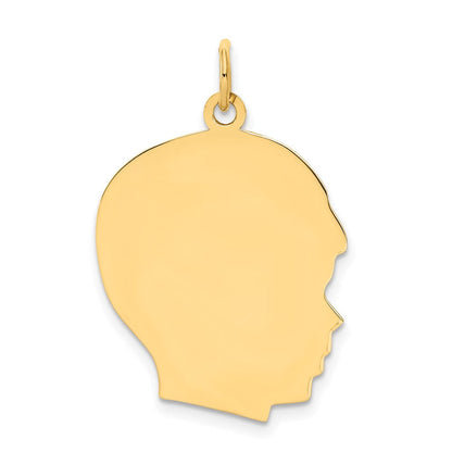 14K Gelbgold Schlicht Groß Zugewandt Right Gravierbar Junge Kopf Charm