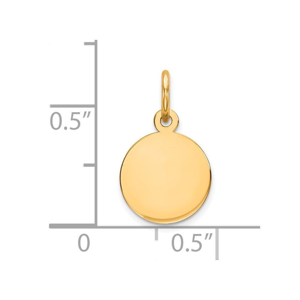 14K Gelbgold Schlicht Kreisförmig Gravierbar Plättchen Charm