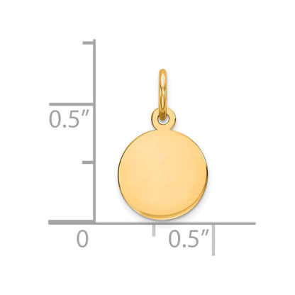 14K Gelbgold Schlicht Kreisförmig Gravierbar Plättchen Charm