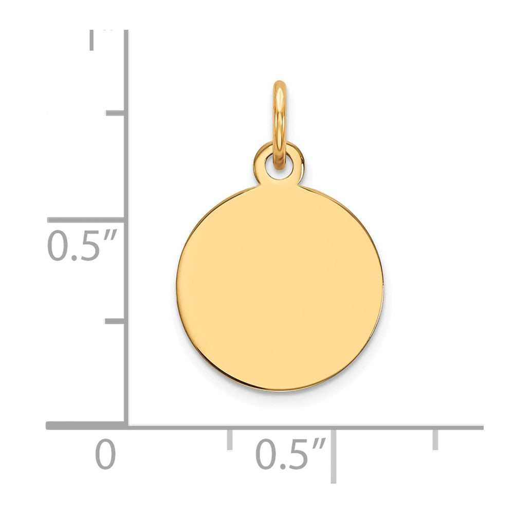 14K Gelbgold Schlicht Kreisförmig Gravierbar Plättchen Charm