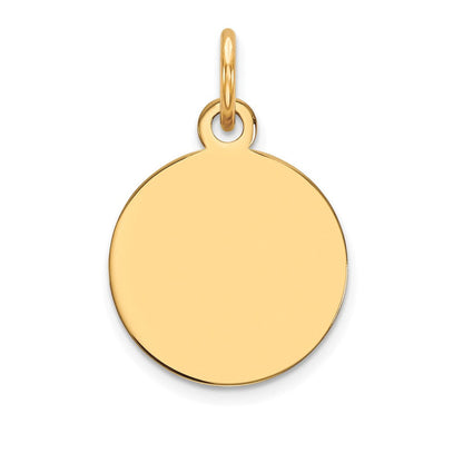 14K Gelbgold Schlicht Kreisförmig Gravierbar Plättchen Charm