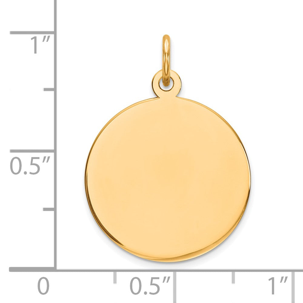 14K Gelbgold Schlicht Kreisförmig Gravierbar Plättchen Charm