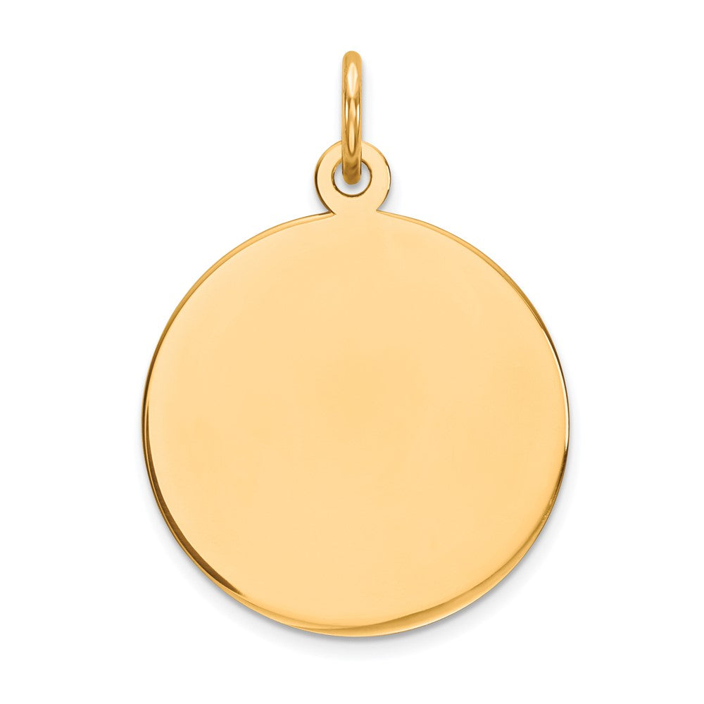 14K Gelbgold Schlicht Kreisförmig Gravierbar Plättchen Charm