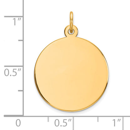 14K Gelbgold Schlicht Kreisförmig Gravierbar Plättchen Charm