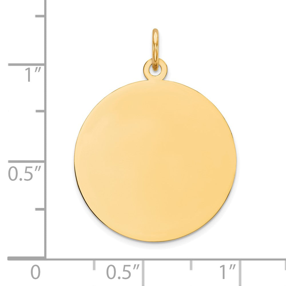 14K Gelbgold Schlicht Kreisförmig Gravierbar Plättchen Charm