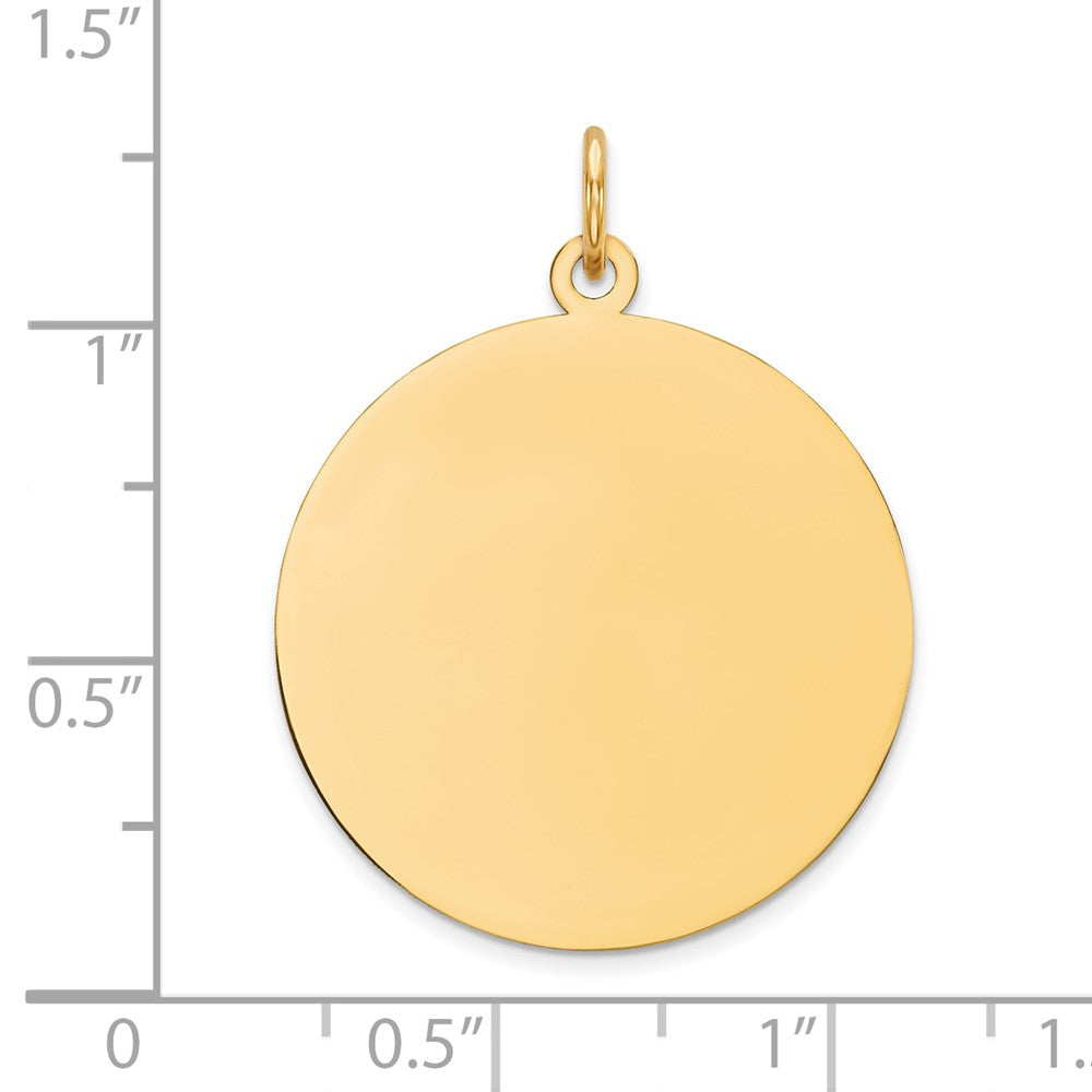 14K Gelbgold Schlicht Kreisförmig Gravierbar Plättchen Charm