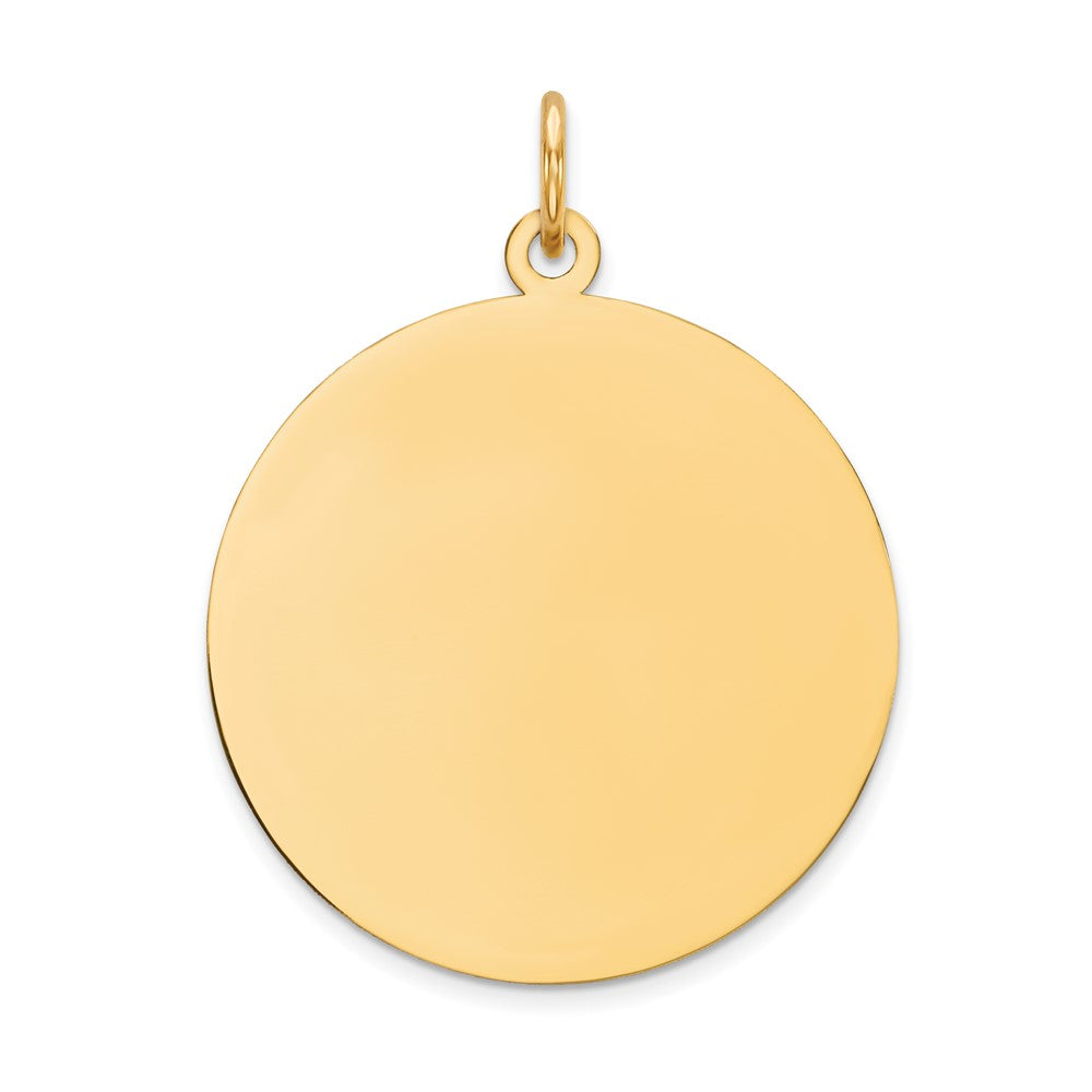 14K Gelbgold Schlicht Kreisförmig Gravierbar Plättchen Charm