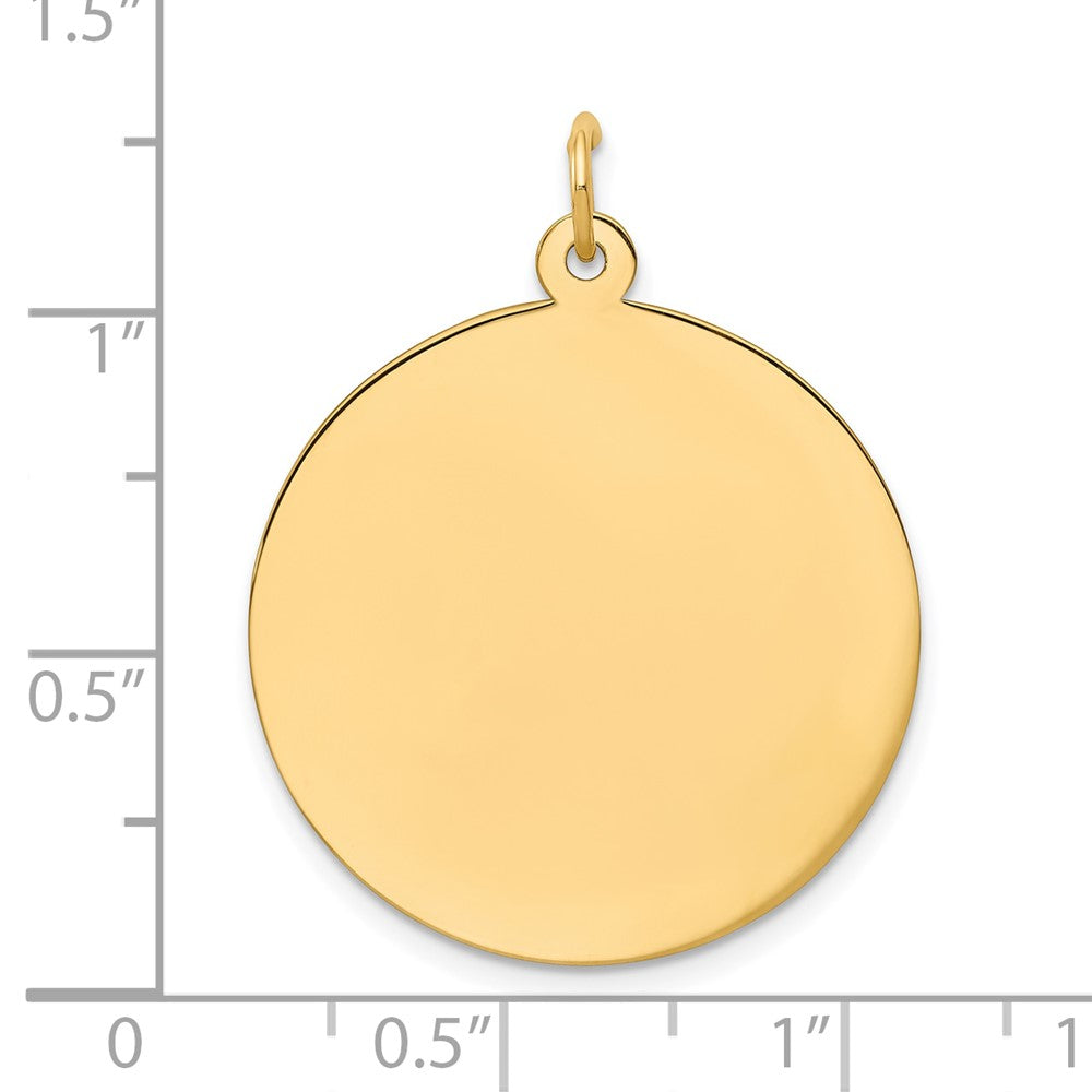 14K Gelbgold Schlicht Kreisförmig Gravierbar Plättchen Charm