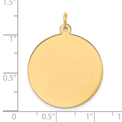 14K Gelbgold Schlicht Kreisförmig Gravierbar Plättchen Charm