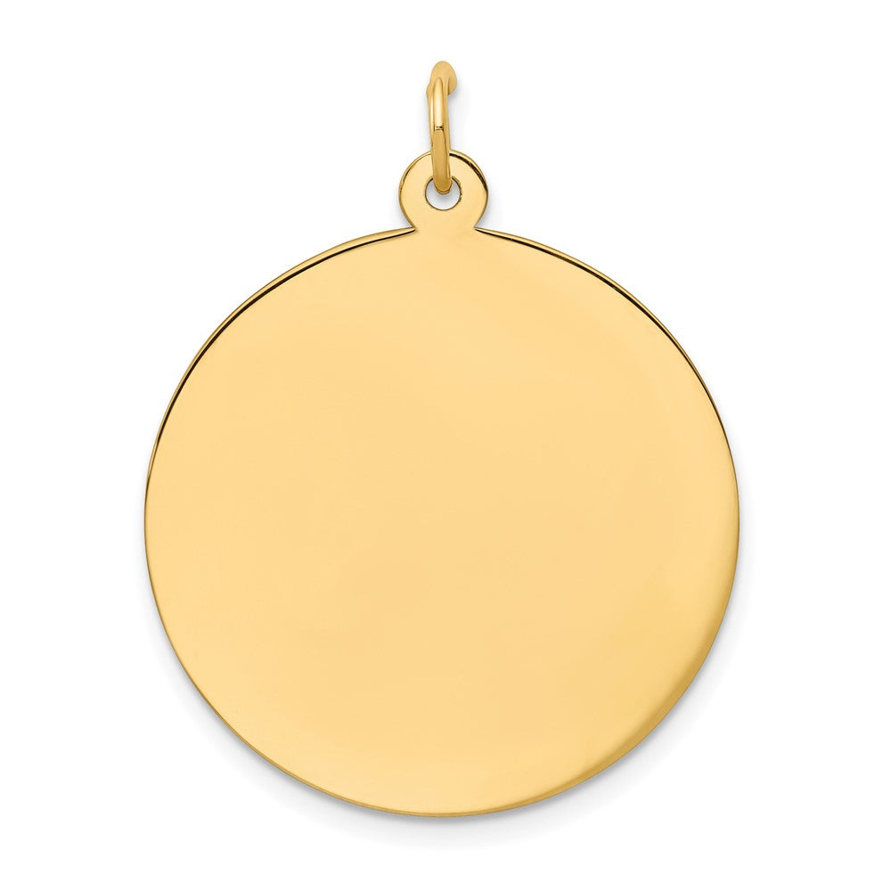 14K Gelbgold Schlicht Kreisförmig Gravierbar Plättchen Charm