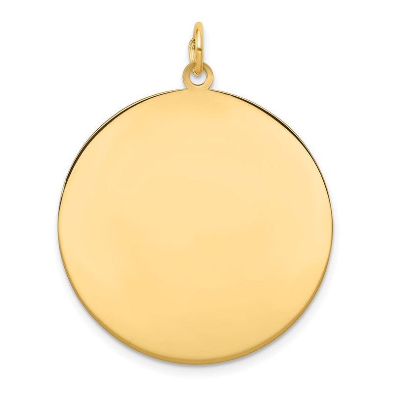 14K Gelbgold Schlicht Kreisförmig Gravierbar Plättchen Charm