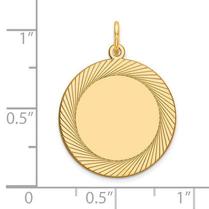 14K Gelbgold Geätzt Design Kreisförmig Gravierbar Plättchen Charm