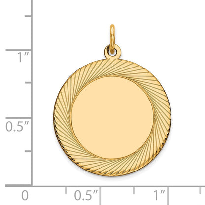 14K Gelbgold Geätzt Design Kreisförmig Gravierbar Plättchen Charm