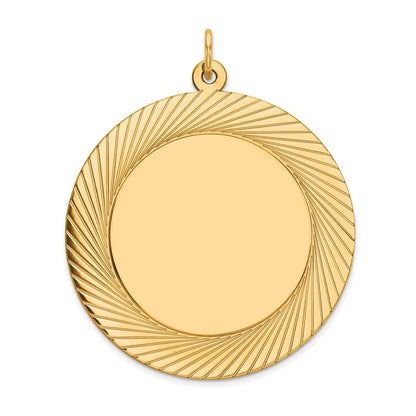 14K Gelbgold Geätzt Design Kreisförmig Gravierbar Plättchen Charm