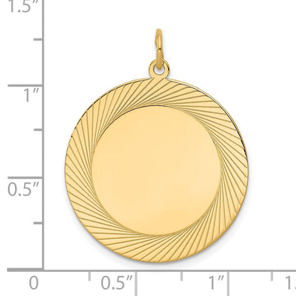 14K Gelbgold Geätzt Design Kreisförmig Gravierbar Plättchen Charm