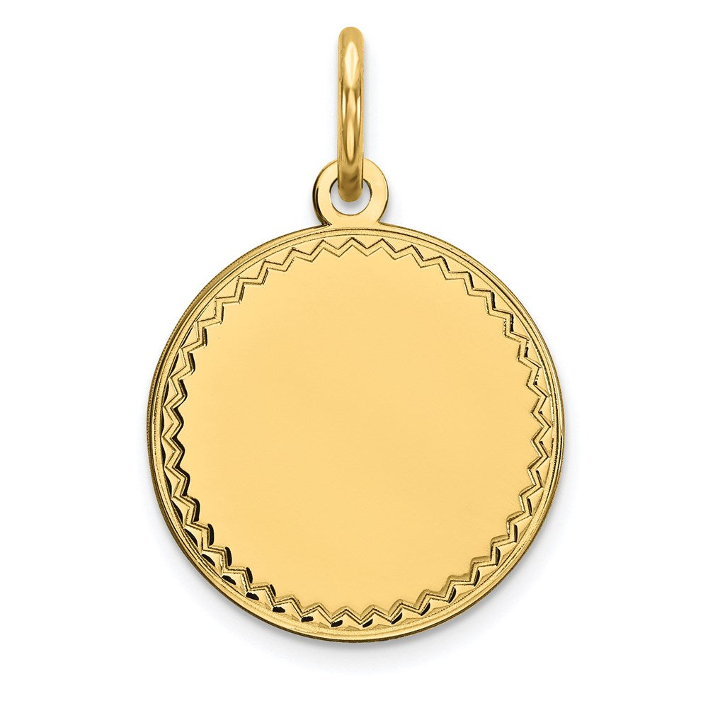 14K Gelbgold Schlicht Gravierbar Rund Plättchen Charm