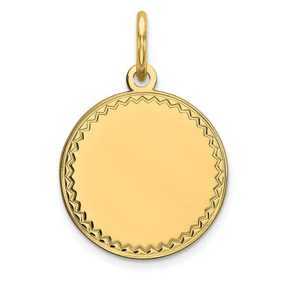 14K Gelbgold Schlicht Gravierbar Rund Plättchen Charm