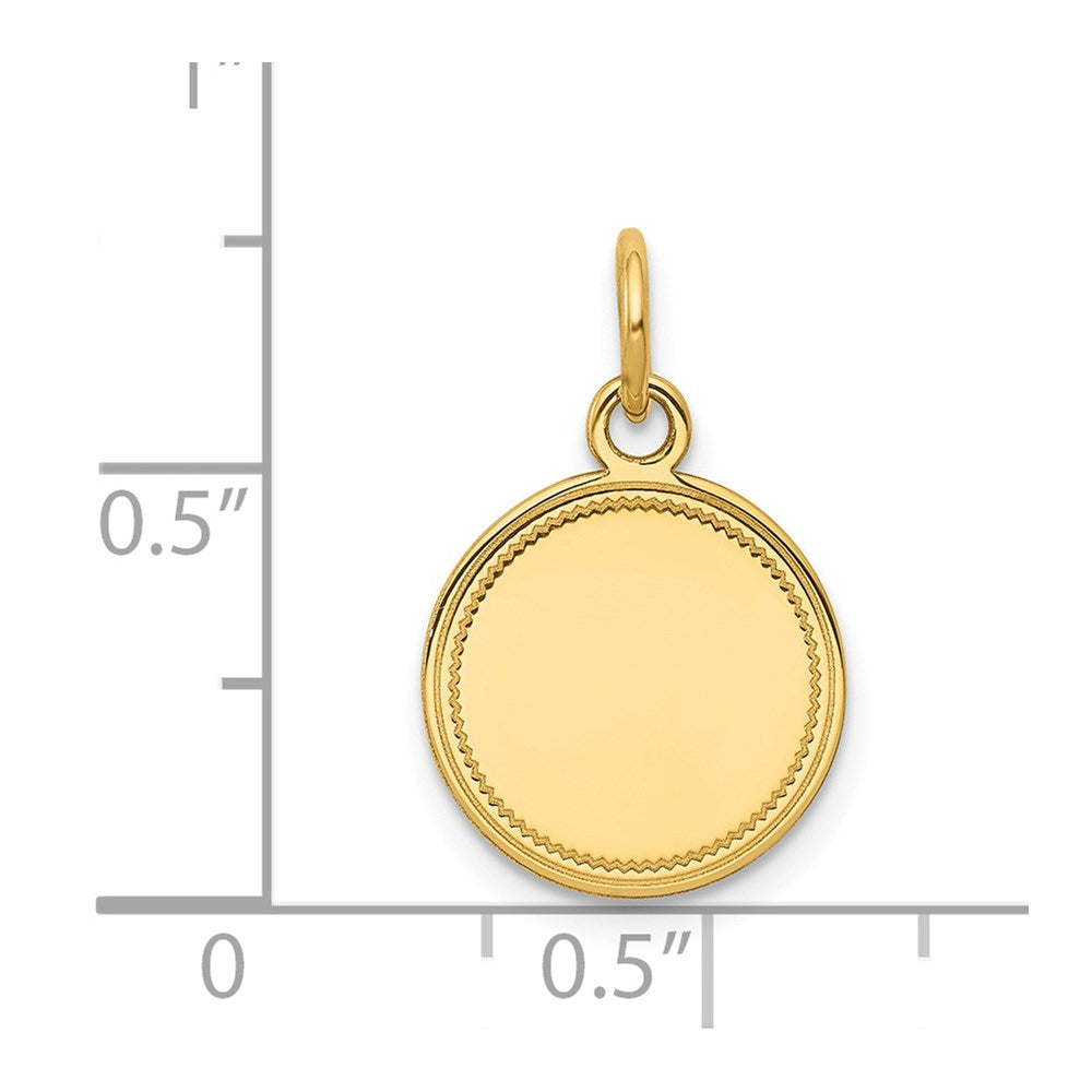 14K Gelbgold Schlicht Gravierbar Rund Plättchen Charm