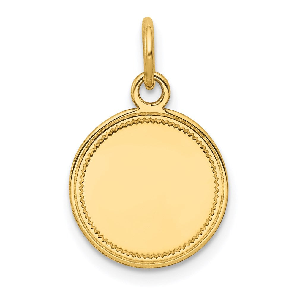 14K Gelbgold Schlicht Gravierbar Rund Plättchen Charm