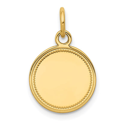 14K Gelbgold Schlicht Gravierbar Rund Plättchen Charm