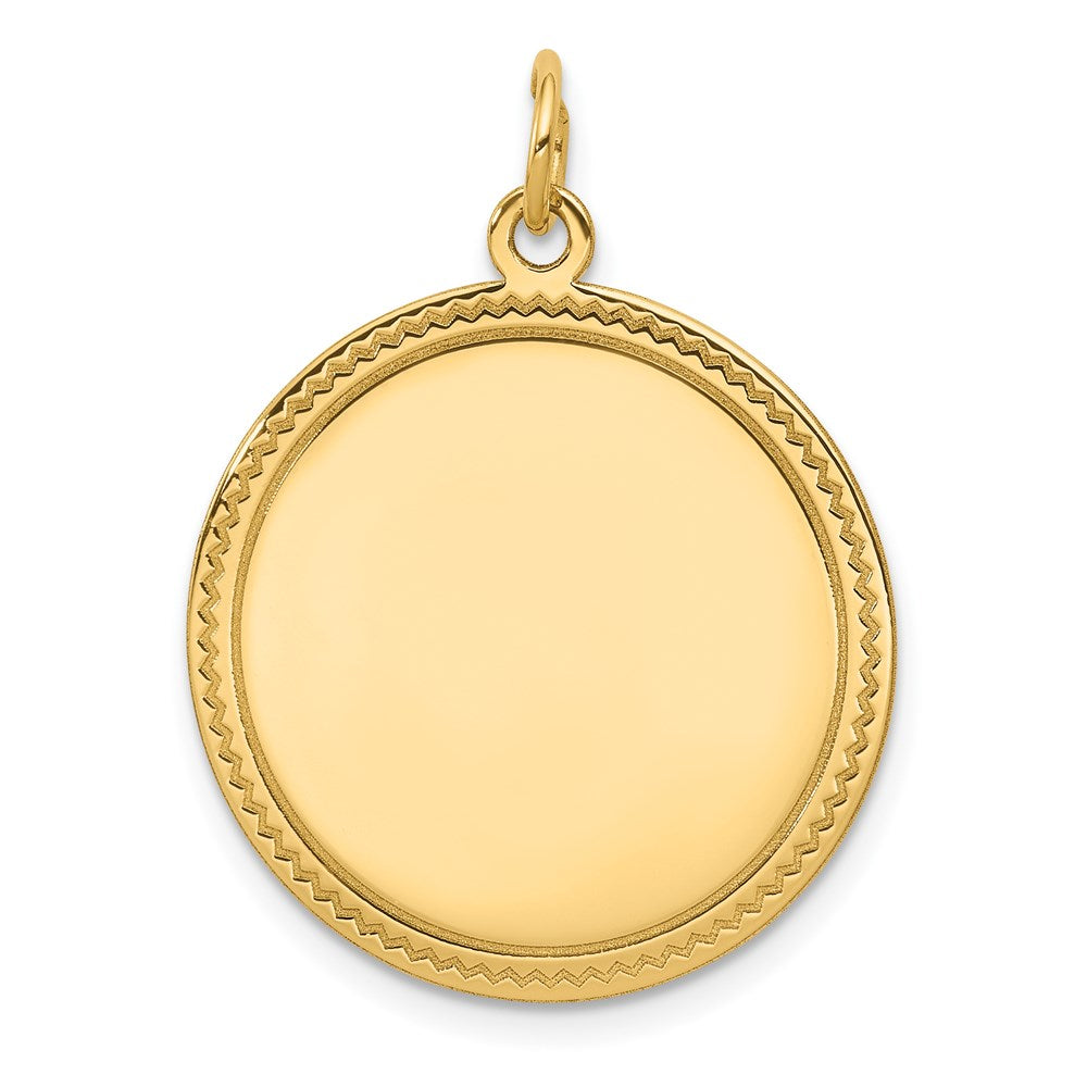 14K Gelbgold Schlicht Gravierbar Rund Plättchen Charm