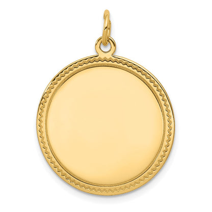 14K Gelbgold Schlicht Gravierbar Rund Plättchen Charm