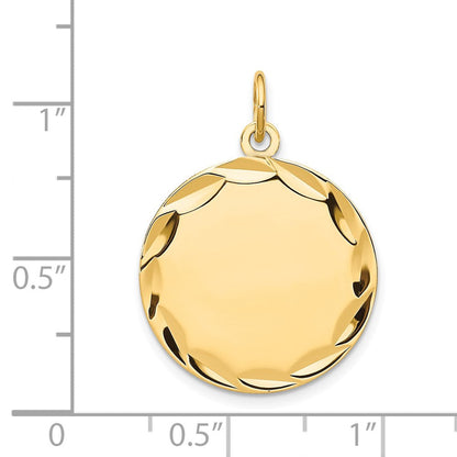 14K Gelbgold Geätzt Gravierbar Rund Plättchen Charm