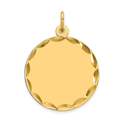 14K Gelbgold Geätzt Gravierbar Rund Plättchen Charm