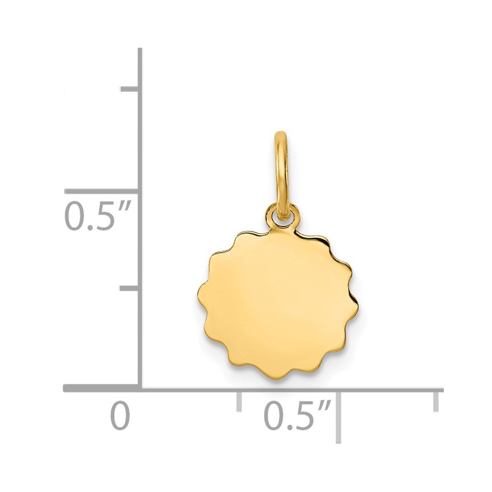 14K Gelbgold 14K.009 Stärke Gravierbar Gewellt Plättchen Charm