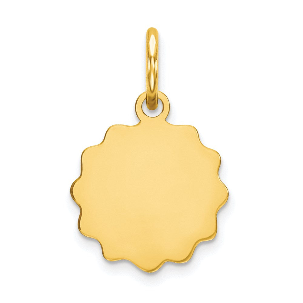 14K Gelbgold 14K.009 Stärke Gravierbar Gewellt Plättchen Charm
