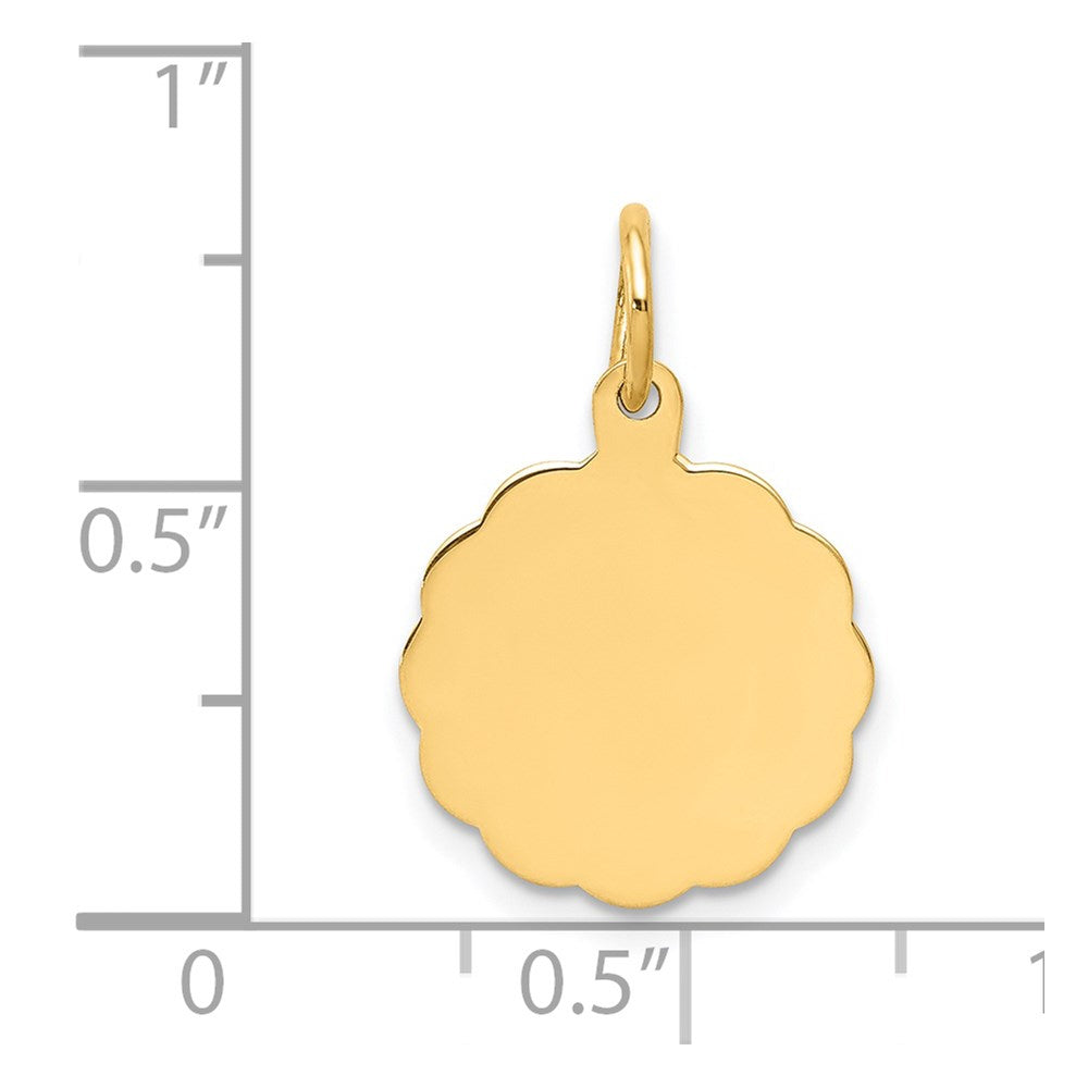 14K Gelbgold Gravierbar Gewellt Plättchen Charm