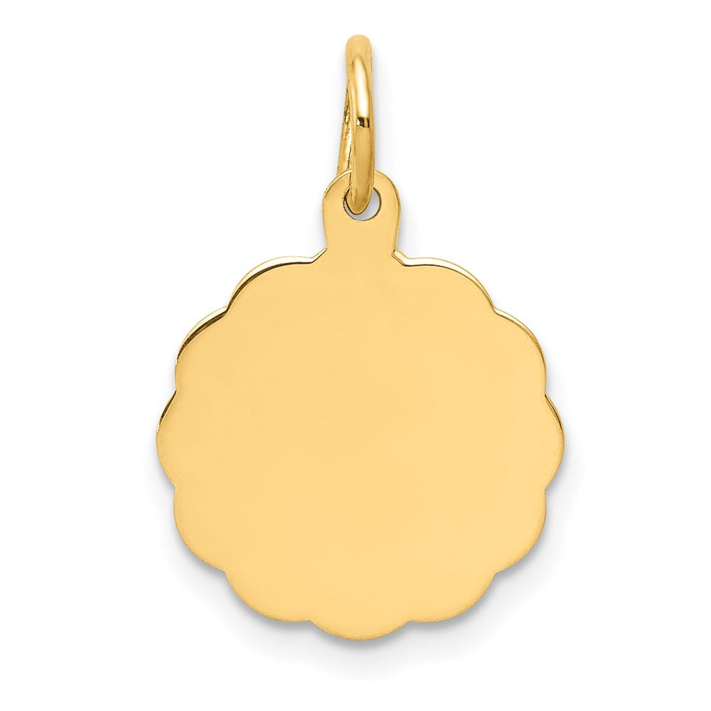 14K Gelbgold Gravierbar Gewellt Plättchen Charm