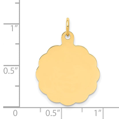 14K Gelbgold Gravierbar Gewellt Plättchen Charm
