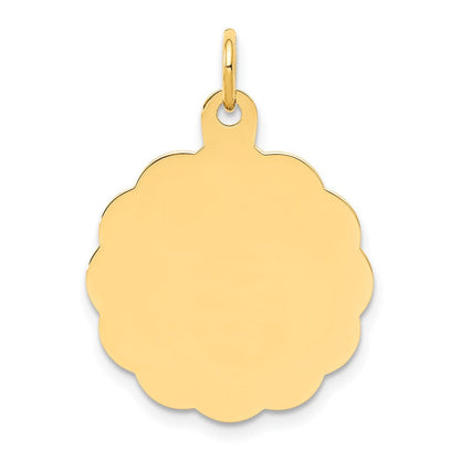 14K Gelbgold Gravierbar Gewellt Plättchen Charm
