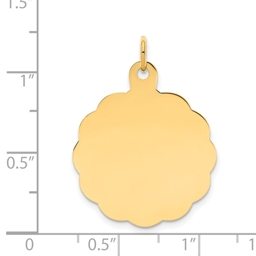 14K Gelbgold Gravierbar Gewellt Plättchen Charm