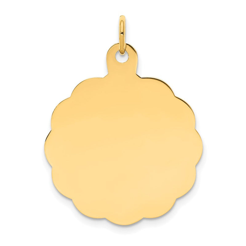 14K Gelbgold Gravierbar Gewellt Plättchen Charm