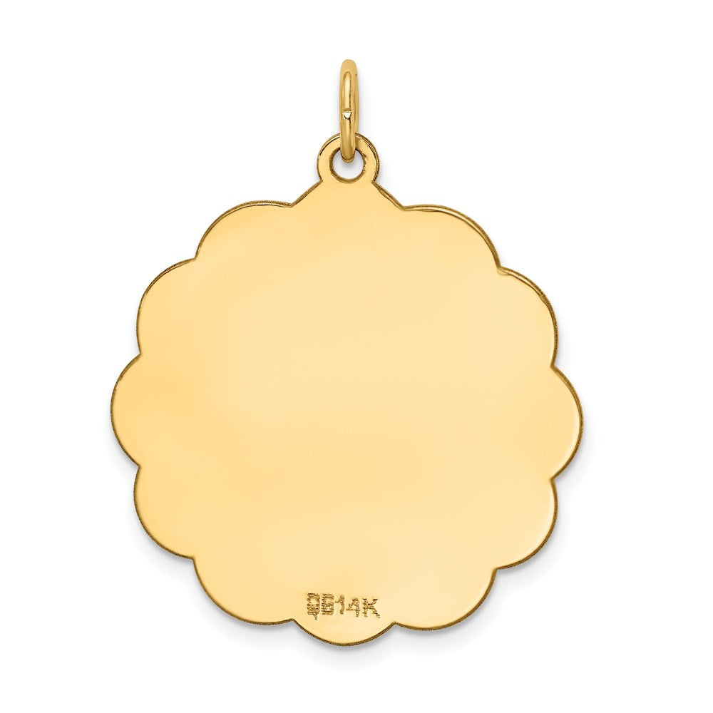 14K Gelbgold Gravierbar Gewellt Plättchen Charm
