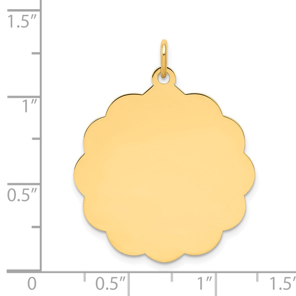 14K Gelbgold Gravierbar Gewellt Plättchen Charm