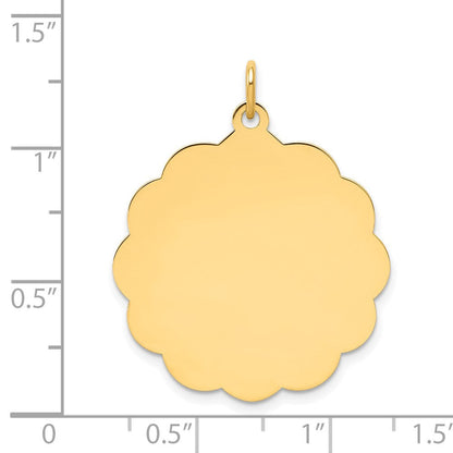 14K Gelbgold Gravierbar Gewellt Plättchen Charm