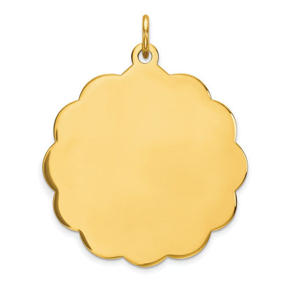 14K Gelbgold Gravierbar Gewellt Plättchen Charm